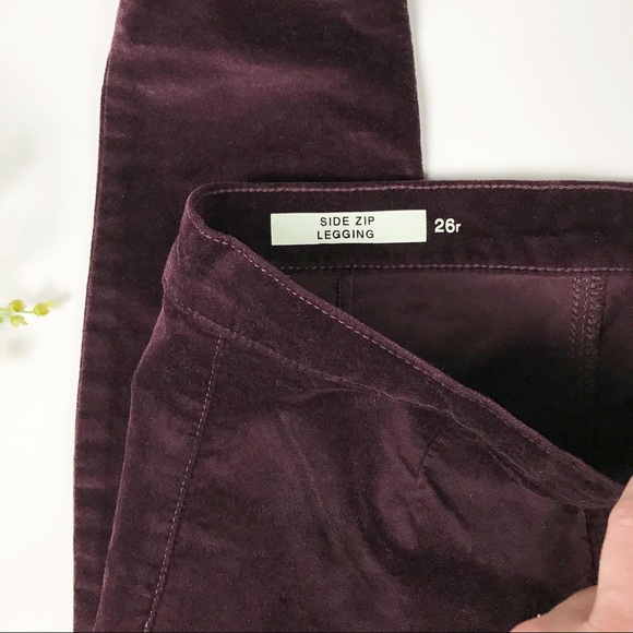 GAP | Burgundy & Navy Velvet Side Zip Legging | 26 - Picture 10 of 14